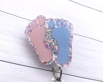 Baby Feet badge reel, NICU badge reel, Labor and Delivery, baby badge reel