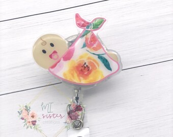 Baby in Blanket Badge Reel
