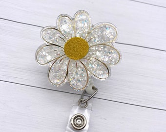 Daisy badge reel, Flower ID Holder, Spring badge reel, summer badge reel, badge reel cute, nurse badge reel