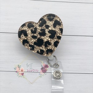 Leopard Print Heart Badge Reel, Nurse Badge Reel, Nurse Gift, badge reel