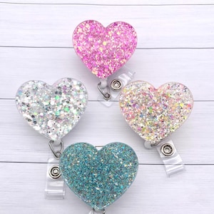 Glitter Heart Badge Reel, Nurse Badge Reel