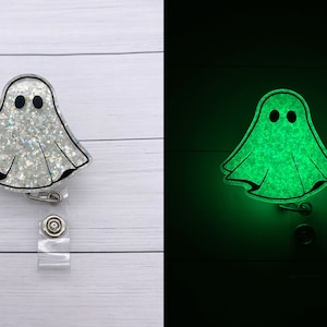 Ghost Badge Reel, Glow in the Dark Ghost, Halloween badge reel, Fall Badge Reel