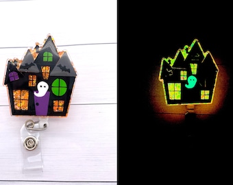 Haunted House Badge Reel, Glow in the Dark Badge Reel, Halloween Badge Reel, Fall Badge Reel