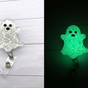 Ghost Badge Reel, Glow in the Dark Ghost, Halloween badge reel, Fall Badge Reel