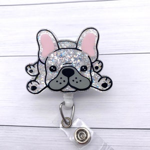 Dog Badge Reel, French Bulldog Badge Reel, Animal ID Holder, Cute Badge Reel