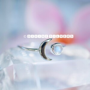 Moonstone Ring - Sterling Silver 925 -Handgemaakt -Verstelbaar- Halve Maan -Halve Maan -Boho -Hippie- Juni Birthstone- Boho-Gift for Her