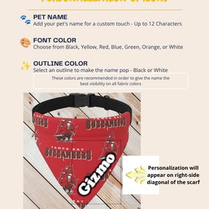 a red scarf with the word "Gizucci" printed on it.