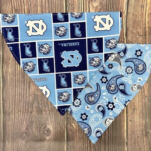 Dog Scarfs Reversible Pet Bandana: UNC Tar Heels Cotton Fabric, Lightweight Design (Small to XLarge, Durable Fit)