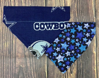 Dallas Cowboys with Blue/White Stars Over the Collar Reversible Pet Scarf