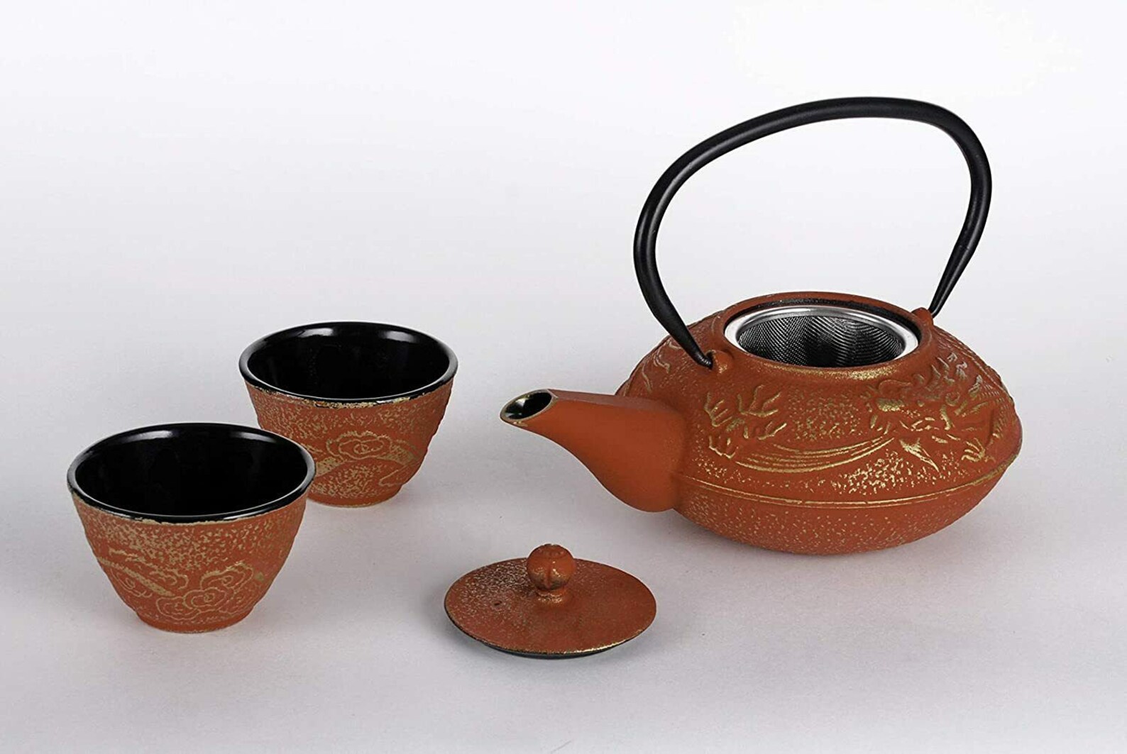 Red Dragon Cast Iron Teapot Set 24 oz w/ Infuser 2 Cups Etsy