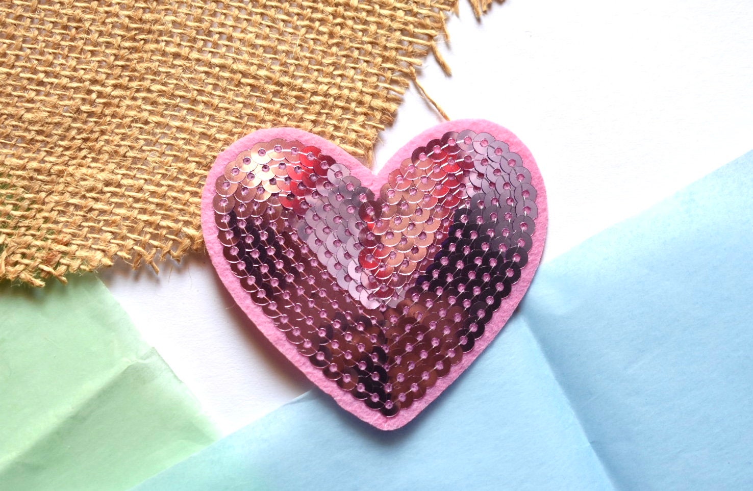 Pink Sequin Heart #1 - Patch