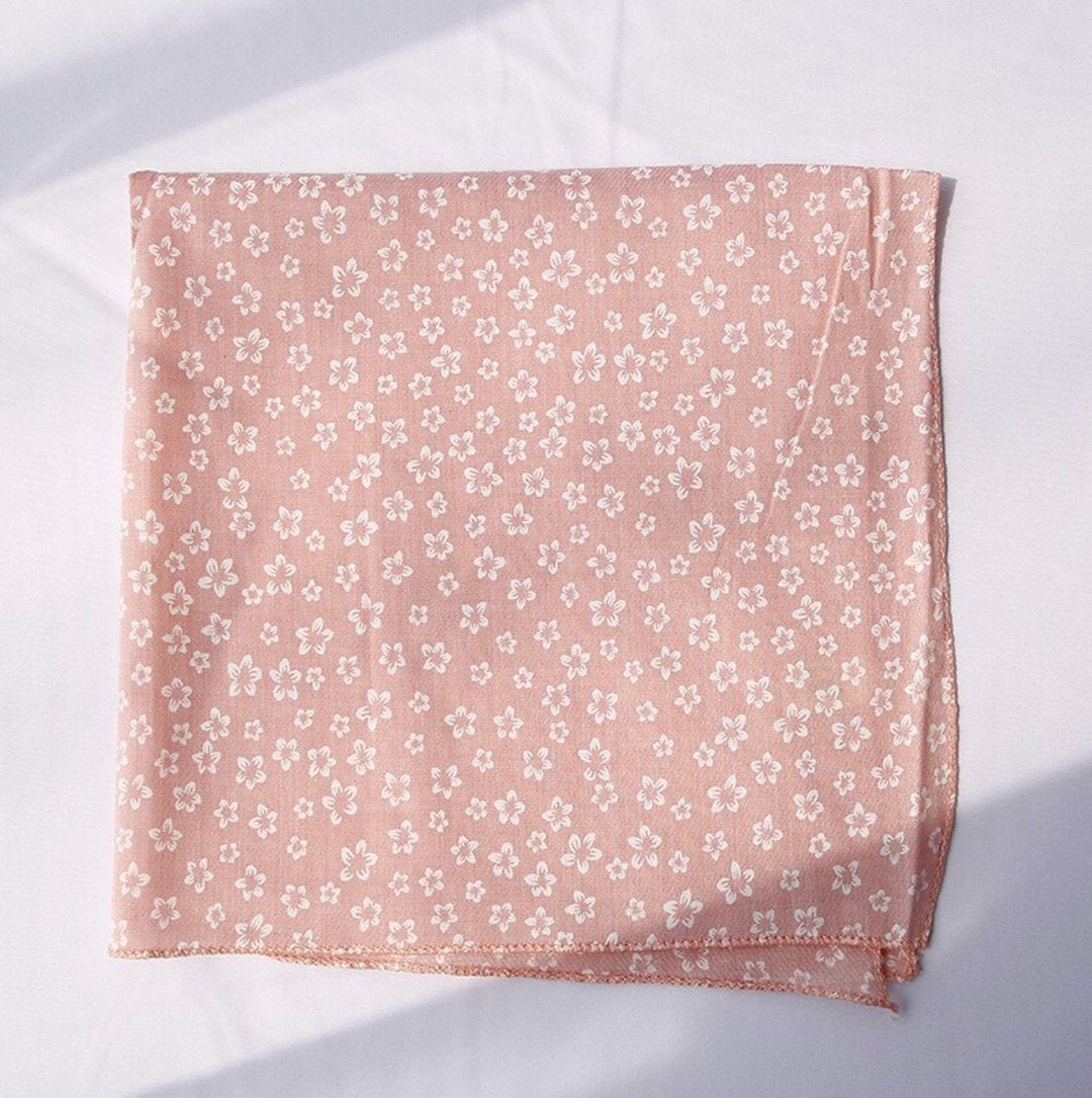 Cotton Cherry Blossom Mixed Prints Bandana, Pink Spring Floral Bandana ...