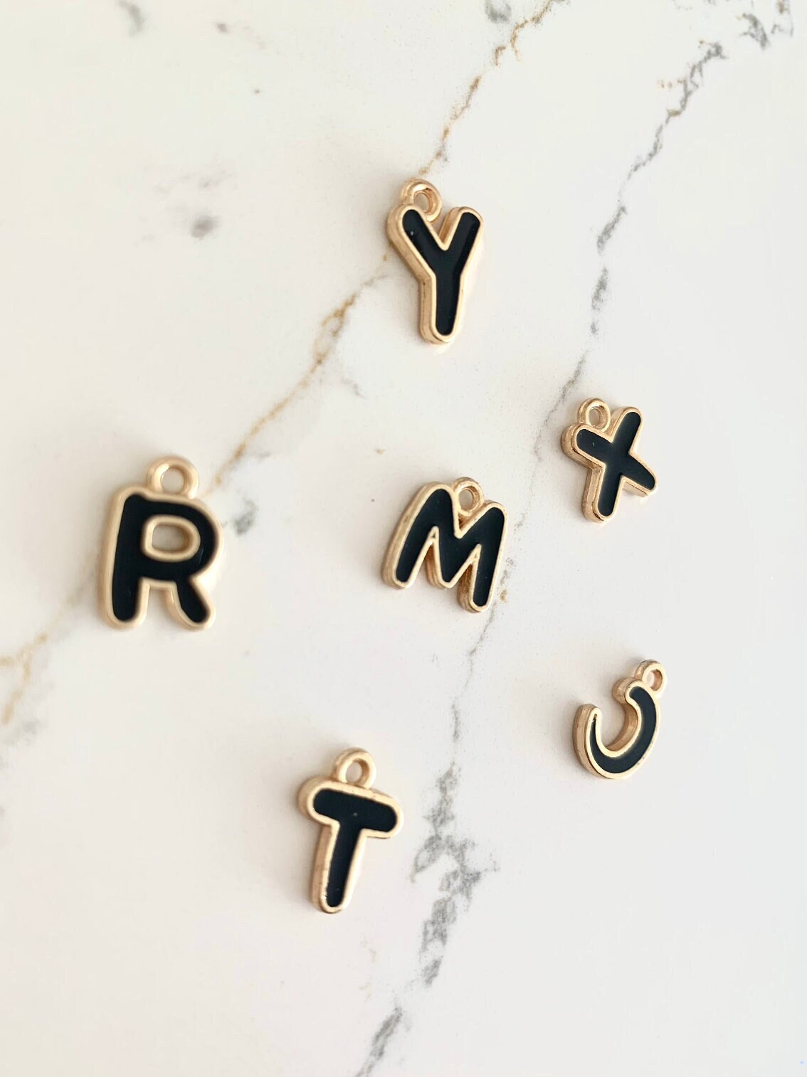 Letter Charms, Alphabet Charms, Initial Charms White Round DIY