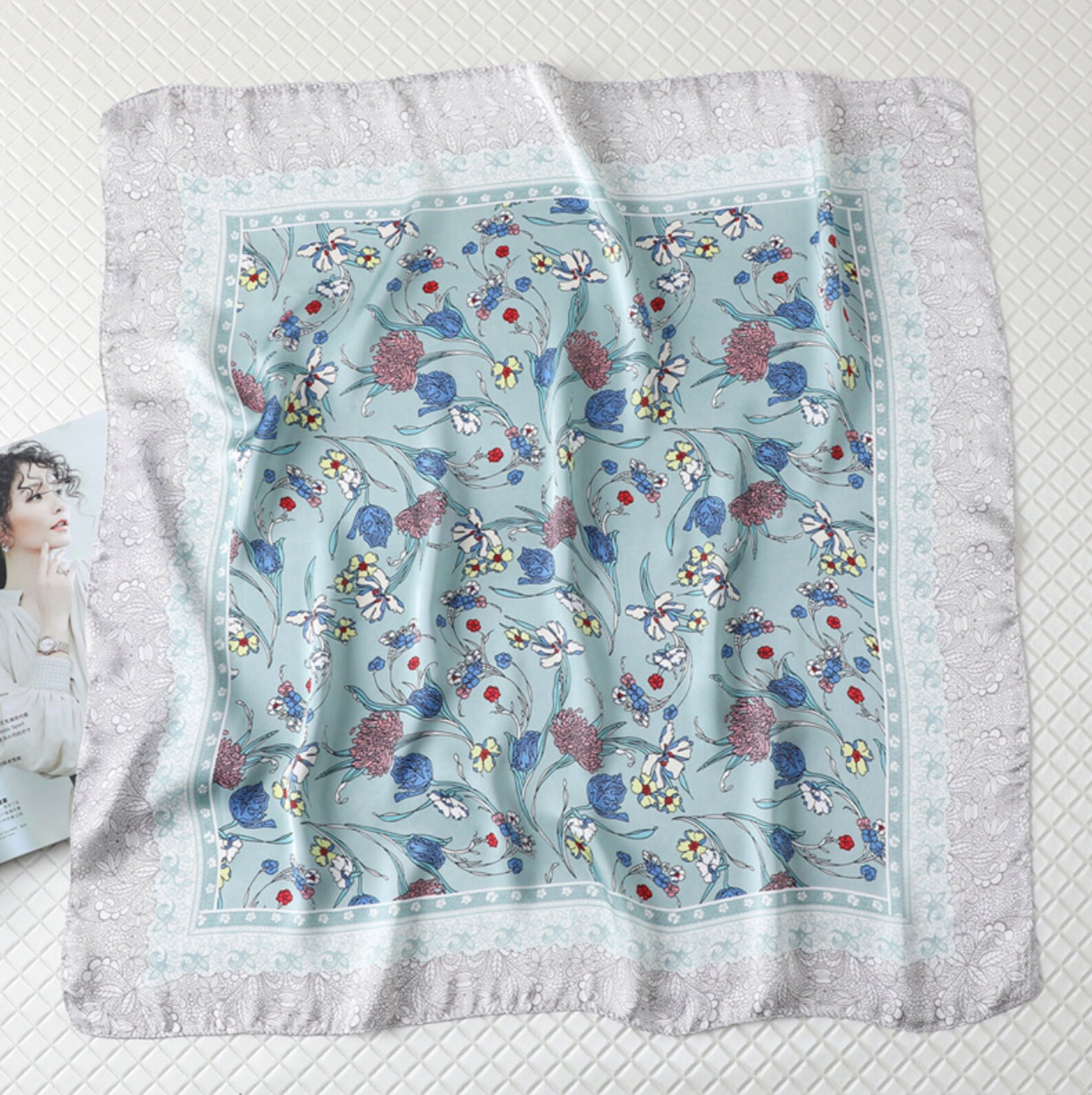 Silky Floral Bandana Satin Bandana | Etsy
