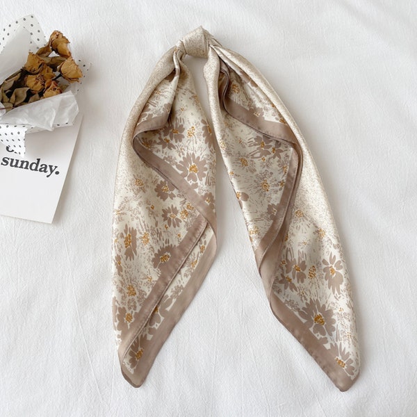 Silky Simple Floral Bandana, Satin Bandana