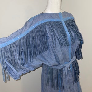 1980&#39;s Vintage Western Denim Cache Dress, Size Small