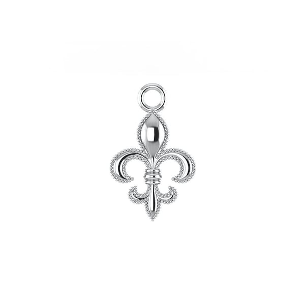 Fleur de Lis Charm - Sterling Silver Symbol Chram, Perfect for Jewelry Making, Unique Christmas Gift