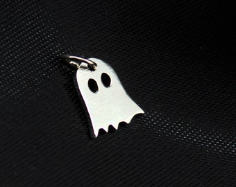 Sterling Silver Ghost Charm, Halloween Ghost Charm for Necklace or Bracelet, Ghost Charm Pendant, Halloween Gifts for Women