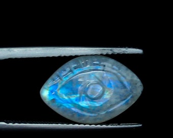 Moonstone Evil Eye Carving Stone, Carved Crystal, 10 x 5 x 16 MM, Marquise Shape, Evil Eye Gemstone For Making Jewelry