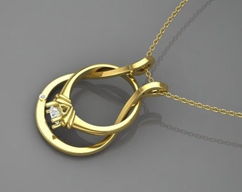 Gold Ring Holder Necklace, Horseshoe Thick Chain Option, Sterling Silver Wedding Ring Holder Necklace, Engagement Ring Keeper, Gift for Her