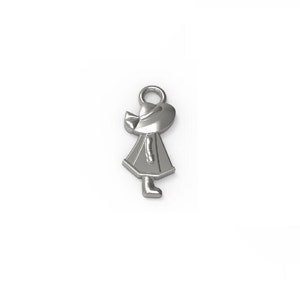 Sterling Silver Tiny Charm For Jewelry, Girl With Hat Charm, Gold Plated Charm Necklace, Girl Charm, Plating Options Available
