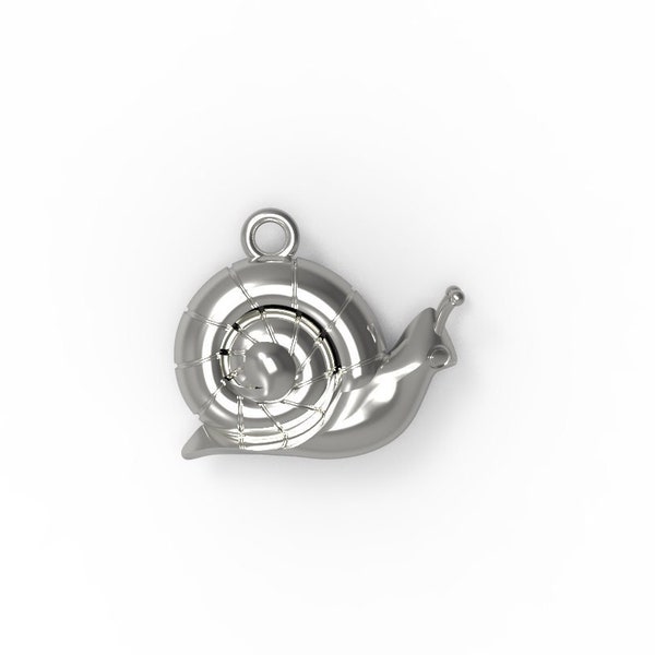 Sterling Silver Snail Charm, Slippery Slug Charm, Silver Snail Pendant, Snail Charm Necklace, Size 10 x 14 mm