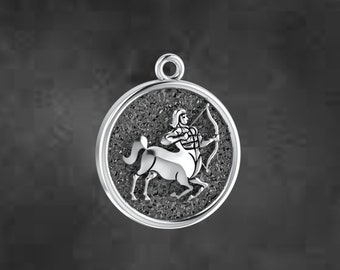 Sterling Silver Sagittarius Archer Zodiac Charm, Sagittarius Charm, Zodiac Charm,Astrology Charm, Sagittarius Gift, Double Sided