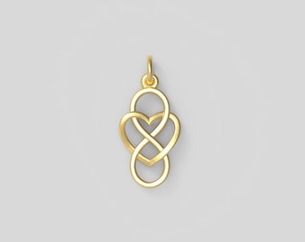 925 Sterling Silver Infinity Heart Pendant, Heart Shape Tiny Charms, Bulk Charms for Necklace, Size  17 X 10 MM