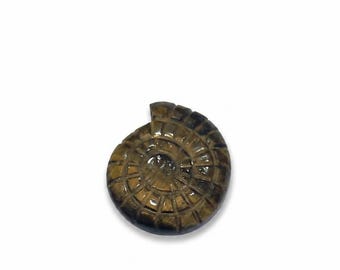 Tiger Eye Snail Carving | Natural Gemstone Pendant for Jewelry Making (20x18MM)