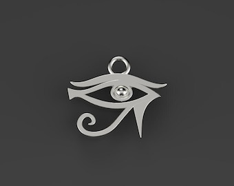 Sterling Silver Egyptian Eye Charm, Eye of Horus Charm, Gold Plated Egyptian Revival, Horus Eye Necklace,