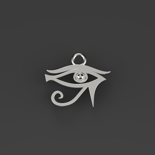 Sterling Silver Egyptian Eye Charm, Eye of Horus Charm, Gold Plated Egyptian Revival, Horus Eye Necklace,