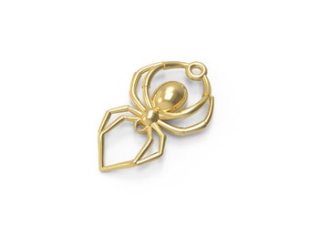 14K Gold Dainty Spider Charm, 925 Sterling Silver 3D Spider Pendant, Realistic Spider Bracelet Charm, Jewelry Gift For Her, Insect Charms