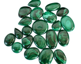 Natural Green Malachite Gemstone Cabochons, Bulk Stone Lot, Free Drilling
