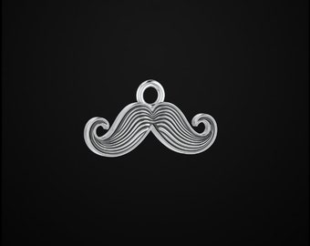 Mustache Charm 925 Sterling Silver Mustache Charm for Necklace or Bracelet, Father's Day Charm, Gift For Father