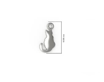 Sterling Silver Tiny Cat Charm, Cat Pendant Necklace, Pet Charm, Kitten Kitty Cat Charm, Crazy Cat Lady Gift, Pet Memorial Charm, 10 x 7 mm