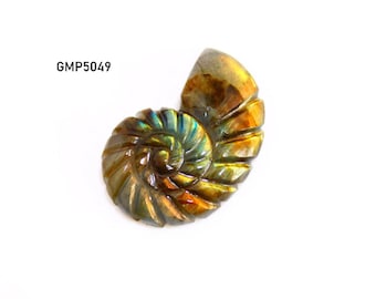 Labradorite Snail Carving Pendant | Rainbow Flash Spectrolite Gemstone | Snail Crystal Charm  | Spiritual Gift