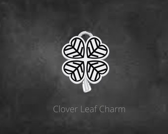 Sterling Silver Four Leaf Clover Charm | Heart Pendant, Lucky Jewelry Finding