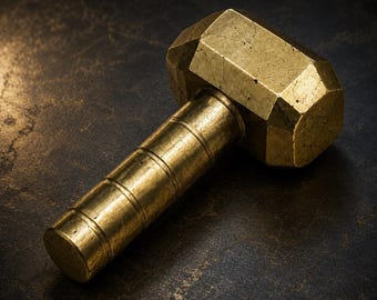 Pyrite Thor Hammer Mjolnir Carving | Hand Carved Protection Crystal Pendant