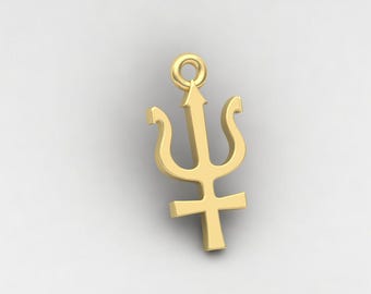Minimal Sterling Silber Neptun Symbol Anhänger | Fische Astrologie Charm | Planet Glyph Halskette | Celestial Sternzeichen Schmuck | Sailor Moon Geschenk