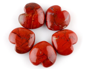 Natural Red Jasper Heart Gemstone, Natural Heart Stone, Hand Carved, Healing Crystals, 20mm Crystal Heart