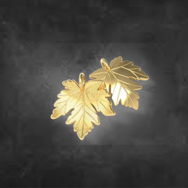 Sterling Silver Maple Leaf Charm,Pewter Maple Leaf Charm,Fall Charm,Autumn Add A Charm,Pewter Charm Pendant,Gifts for Women, Double Sided