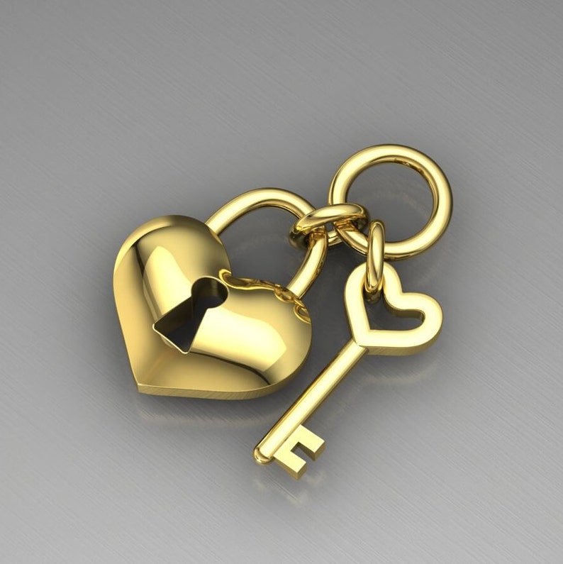 Love Heart Lock and Key Charms, Gold/silver Plated Small Lock and Key ...