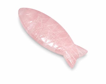 Natural Rose Quartz Fish Carving, Hand Carved Gemstone Pendant Making Supply