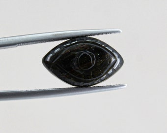 Evil Eye Black Tourmaline Crystal Carving Stone, Faceted Tourmaline Carved Gemstone for Making Jewelry, Gift Stone Options Available