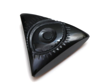 Black Obsidian Evil Eye Triangle Carving, Protective power Charm, Third Eye Spiritual Stone, Mystical Protection Talisman, spiritual charm