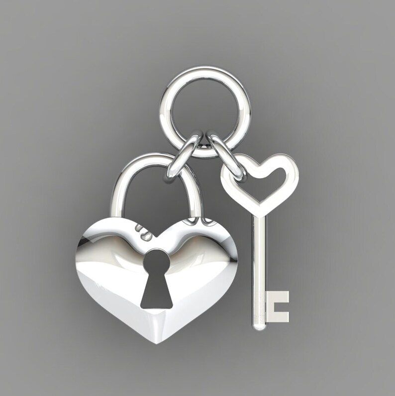 Love Heart Lock and Key Charms, Gold/silver Plated Small Lock and Key ...