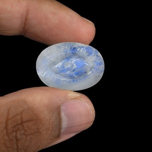 Crystal Moonstone Eye,Oval Evil Eye Carving Gemstone,Healing Crystal Blue Stone,Stones Options Available,June Birthstone, Birthstone Jewelry