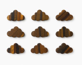 Natural Tiger Eye Cloud Carvings, Hand Carved Gemstone for Jewelry Making (20x12mm)