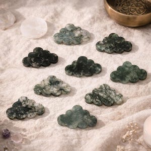 Ágata musgosa tallada en forma de nube, 20 x 12 mm, paquete de 2, piedra preciosa brasileña natural para joyería, suministro de piedra al por mayor.