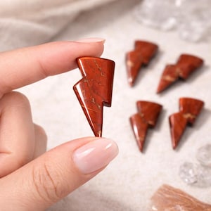 Red Jasper Lightning Bolt For Pendant and Jewelry Making, Natural Carved Gemstone